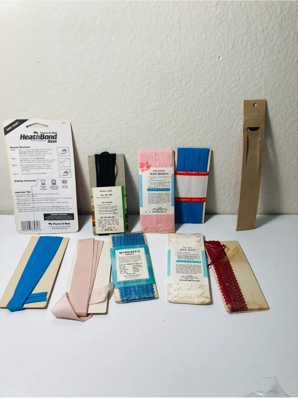 Vintage Assorted Sewing Hems and Bias Tape Bundle - Blue, Pink, Red, White